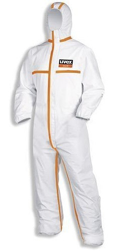 uvex Chemikalienschutz-Overall 4B, Kategorie III, Typ 4, weiß/orange, Gr. XXL, 210239