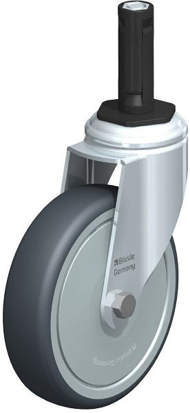 Blickle LKRA-TPA 126K-11-FK-ER12 Apparate-Lenkrolle mit Expander, Thermoplastisches Gummi-Elastomer, Grau, 847910