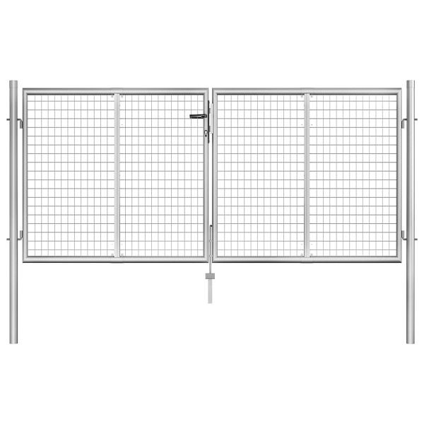 vidaXL Gartentor Verzinkter Stahl 306 x 150 cm Silbern, 144762