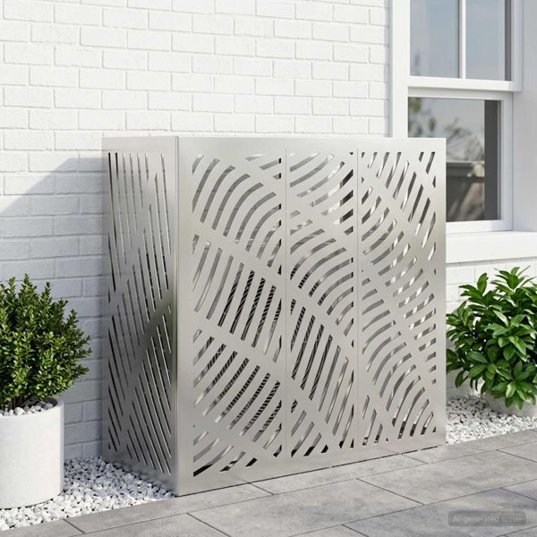 vidaXL Klimaanlagenabdeckung Silber 110 x 50 x 105 cm Verzinkter Stahl, 8014120