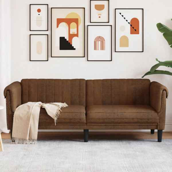 vidaXL 3-Sitzer Sofa Braun Kunstleder Wildleder-Optik, 372594