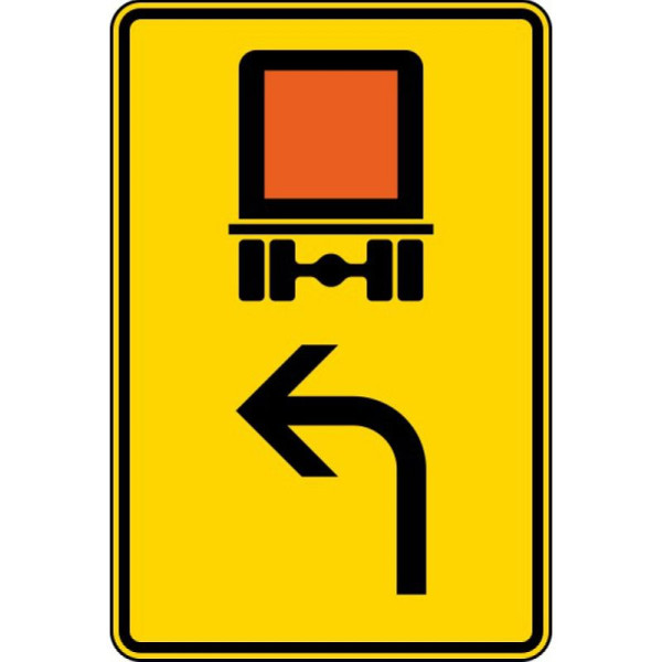 Stein HGS Vorwegweiser für kennzeichnungspflichtige Fahrzeuge mit gefährlichen Gütern (linksweisend) Nr. 442-11, 900x600mm /RA2/Flachform 3mm, 442-11-223