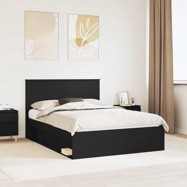 vidaXL Bettrahmen Schwarz 150 x 200 cm Massives Kiefernholz, 3409337