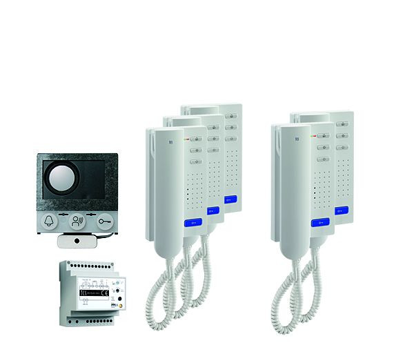 TCS audio:pack Einbau für 5 Wohneinheiten, mit Einbaulautsprecher ASI12000 + 5x Türtelefon ISH3030 + Steuergerät BVS20, PAIH050/004