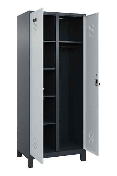 C+P Wäsche-/Garderobenspind Evolo PLUS, mit Füßen, 2 Abteile, 1950x800x500mm, 7016, Frontfarbe RAL 7035 Lichtgrau, Drehriegel, 049610-22 S10017