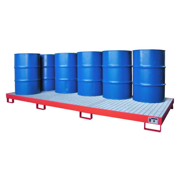 STEIN HGS Auffangwanne AW 8-12, 240 Liter, RAL 3000 feuerrot, Gesamthöhe 195 mm, lackiert, 10 x 200 Liter Fass, 79187.0002