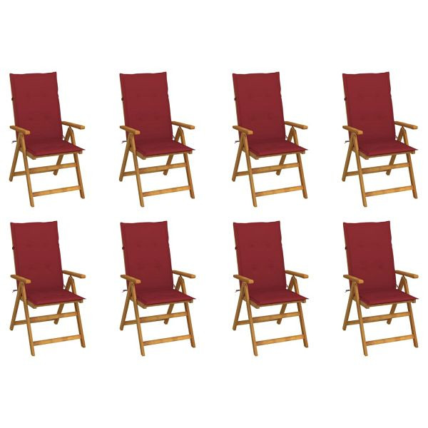 vidaXL Klappbare Gartenstühle mit Kissen 8 Stück Massivholz Akazie, 3075063