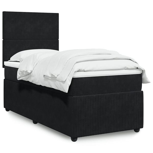 vidaXL Boxspringbett mit Matratze Schwarz 80x200 cm Samt, 3294486