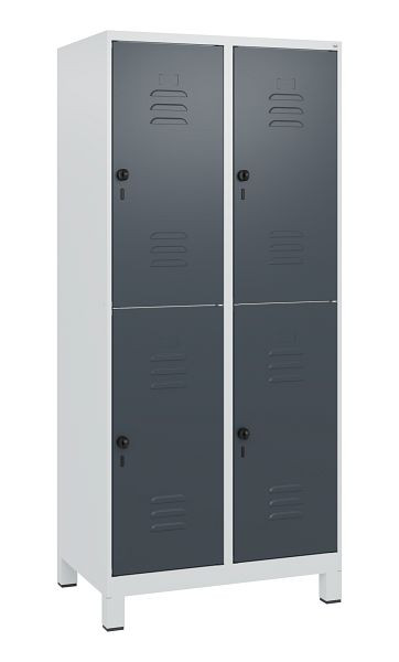 C+P Doppelstöckiger Spind Classic PLUS, Füße, 2 Abteile, 1800x800x500mm, 7035/7016, Drehriegel, 0803107-22 S10008