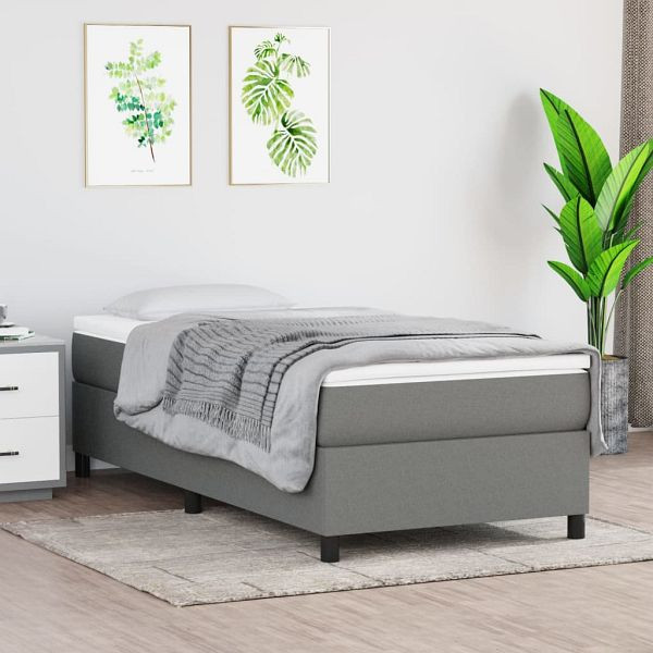 vidaXL Bettgestell Dunkelgrau 90x190 cm Stoff, 3120823