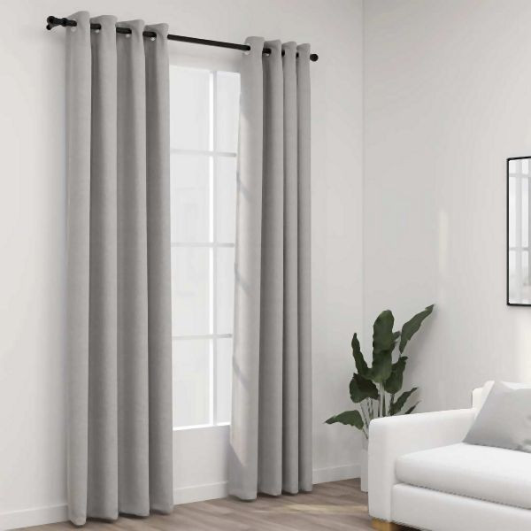 vidaXL Verdunkelungsvorhänge Ösen Leinenoptik 2 Stück Grau 140x245 cm, 321170