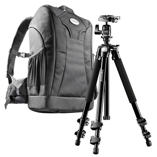 Mantona Scout Trekking 2in1 Set inkl. Fotorucksack Trekking und Kamerastativ Scout für DSLR- und Systemkameras, 1020209