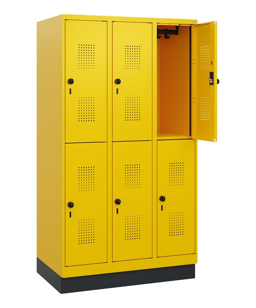 C+P Doppelstöckiger Spind Evolo PLUS, Sockel, 6 Fächer, 1630x900x500mm, 1023/102, Drehriegel, 0493205-30 S10027