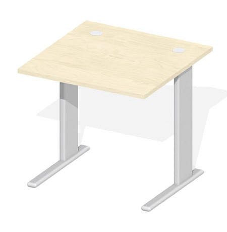 Deskin Schreibtisch Basic M MULTI M, Ahorndekor, Gestell Alusilber, B 800 x T 800 x H 740 mm, 219670