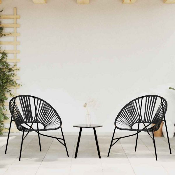 vidaXL Gartenstuhl-Set 3-tlg. Schwarz Poly Rattan, 4009292