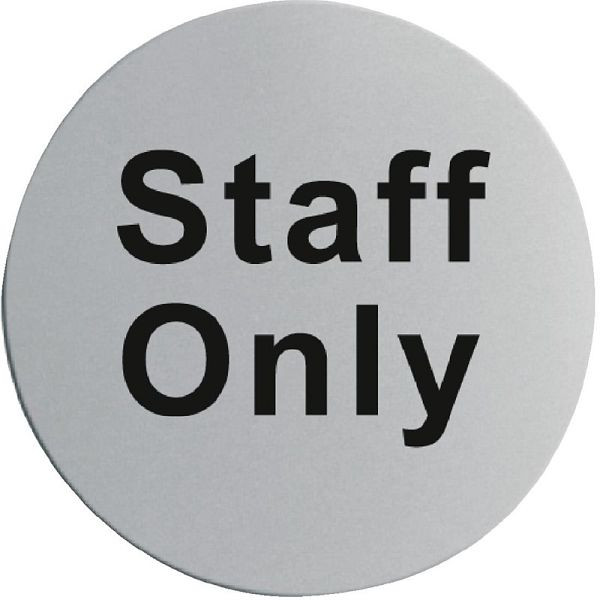 Vogue Edelstahltürschild "Staff Only", 7,5 cm Durchmesser, selbstklebend, U060