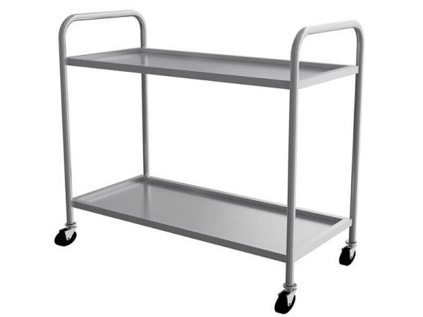 SGS Gastro Servierwagen aus Edelstahl, 2 Ablagen, Belastbar bis 80 kg, 2SV02