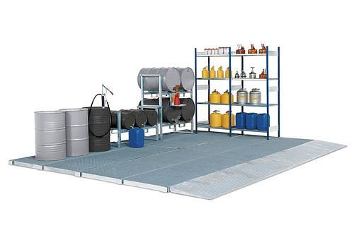 DENIOS Bodenelement classic-line, verzinkt, Gitterrost, Radlast 450 kg, 1862 x 1862 x 78 mm, 168966