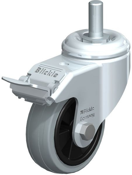 Blickle LKRA-VPA 80G-FI-GS12 Apparate-Lenkrolle mit Gewindestift & Feststeller, Vollgummi, Grau, 293746
