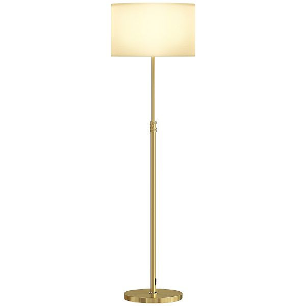 HOMCOM Stehlampe mit Fernbedienung, höhenverstellbar, Stoffschirm, Metallständer, anpassbare Helligkeit, B31-625V91GD