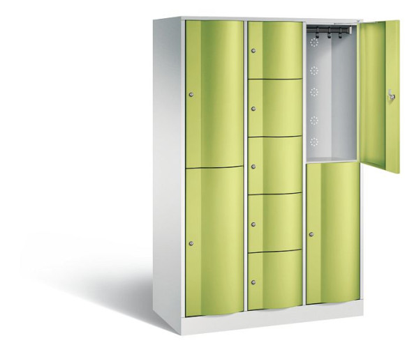 C+P Kombi-Schließfachschrank Resisto, H1950xB1148xT540mm, Farbe: Lichtgrau / Viridingrün, 8070-3720 S10027