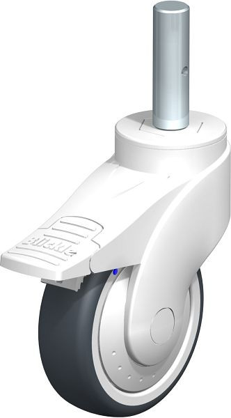 Blickle LWKX-TPA 101XK-FI-FK-ZAX51 Kunststoff-Lenkrolle WAVE, rostfrei, mit Zapfen & Feststeller, Thermoplastisches Gummi-Elastomer, Grau, 744718