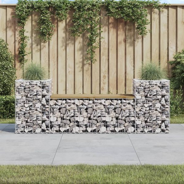 vidaXL Gartenbank aus Gabionen 183x41x60,5 cm Kiefernholz Imprägniert, 834389