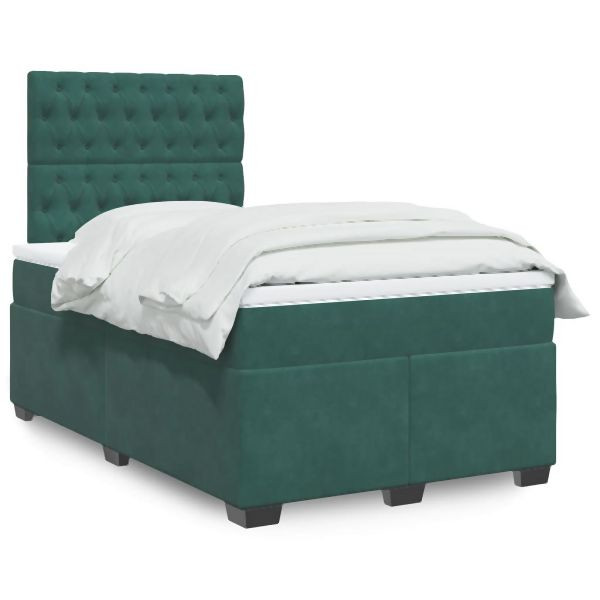 vidaXL Boxspringbett mit Matratze Dunkelgrün 120x200 cm Samt, 3290891