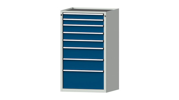 ANKE Werkbänke Schubladenschrank, Modell 4004 V, 760 x 675 x 1280 mm, RAL 7035/5010, Wanne, 611.106