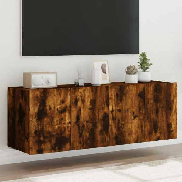 vidaXL TV-Wandschränke mit LED-Leuchten 2 Stück Räuchereiche 60x35x41cm, 837311