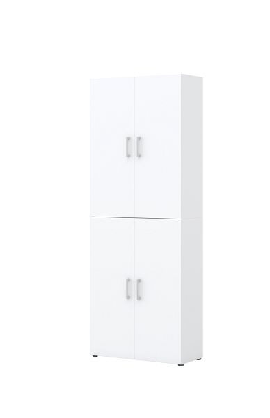 Röhr Aktenschrank B 80 cm x H 212,5 cm x T 33,5 cm, Korpus Weiß, Front Weiß, mit 4 Türen, 6 Ordnerhöhen, 859W651000