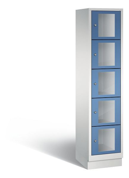 C+P Schließfachschrank Classic, 5 Fächer, H1800xB420xT500 mm, Grau/Fernblau, 8020A125 S10021
