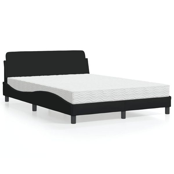 vidaXL Bett mit Matratze Schwarz 120x200 cm Stoff, 3208366