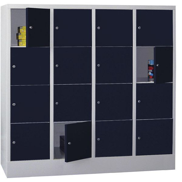 Deskin Schließfachschrank CLASSIC mit glatten Türen, Korpus lichtgrau, Türen Anthrazitgrau, H 1518 x B 1600 x T 500 mm, 264175