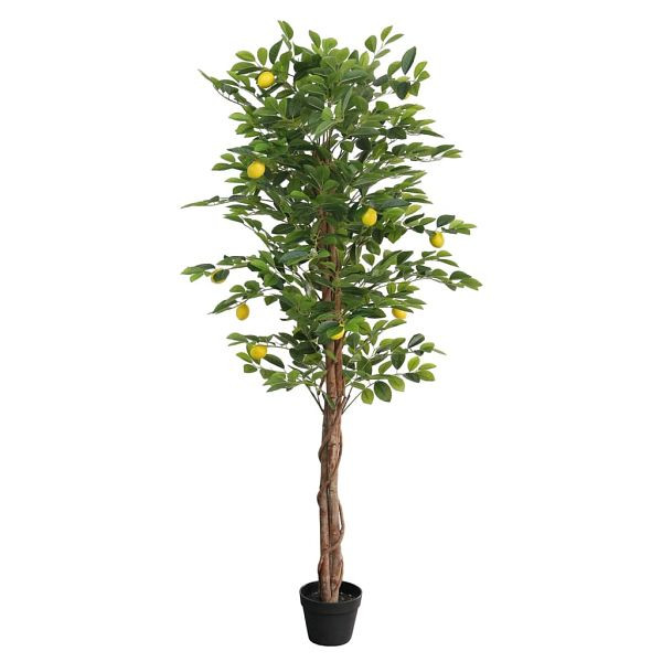 vidaXL Zitronenbaum Künstlich mit 3 Stämmen Grün 180 cm PP, 4010678
