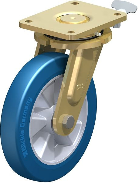 Blickle LS-ALBS 250K-RI4 Stahlgeschweißte Schwerlast-Lenkrolle, schwere Drehkranz-Ausführung, Blickle Besthane® Soft, Blau, 846568