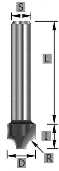 Edessö Viertelstabfräser HW, A: 38,1, R: 12,7, B: 19,9, C: 8, 105038108