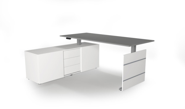 Kerkmann Komplettarbeitsplatz Move 3 tube elektrisch höhenverstellbar, B x 1800 x T 800 x H 740 mm, Ausführung links, Grafit, 102363.1