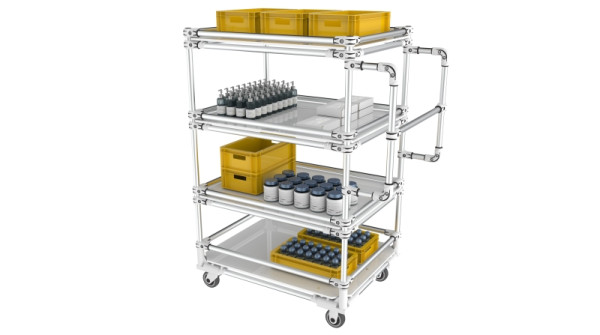 TRILOGIQ 4-stöckiger Trolley mit 4 Anschlägen pro Ebene, 49D-3