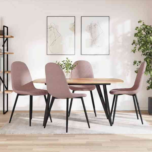 vidaXL Esszimmerstühle 4 Stück Rosa Samt, Polyester, 325661