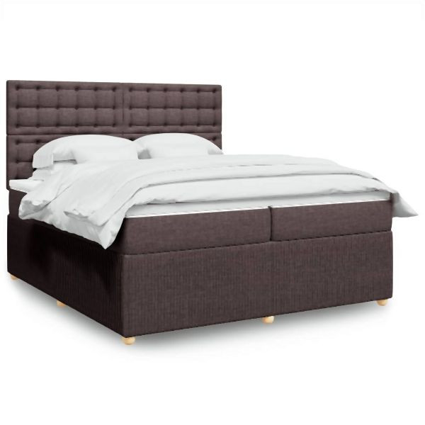 vidaXL Boxspringbett mit Matratze Dunkelbraun 200x200 cm Stoff, 3294480