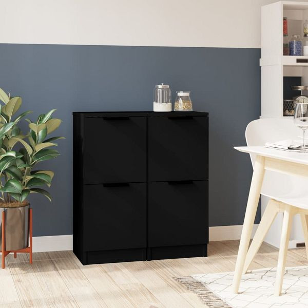 vidaXL Sideboards 2 Stück Schwarz 30x30x70 cm Holzwerkstoff, 811172