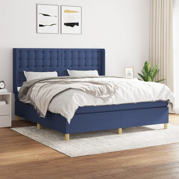vidaXL Boxspringbett mit Matratze Blau 180x200 cm Stoff, 3132335