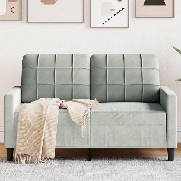 vidaXL 2-Sitzer-Sofa Hellgrau 120 cm Samt, Top-Qualität, 4007614
