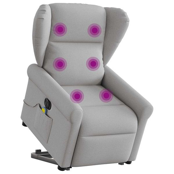vidaXL Massagesessel mit Aufstehhilfe Elektrisch Wolkengrau Stoff, 3303413