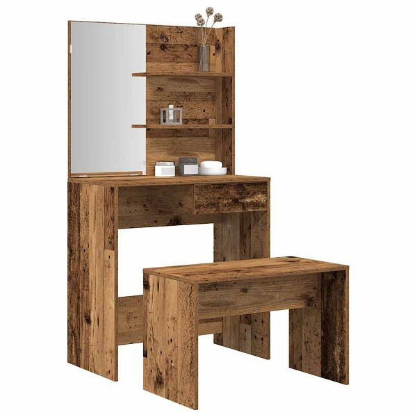 vidaXL Schminktisch-Set Altholz-Optik Holzwerkstoff, 3329189