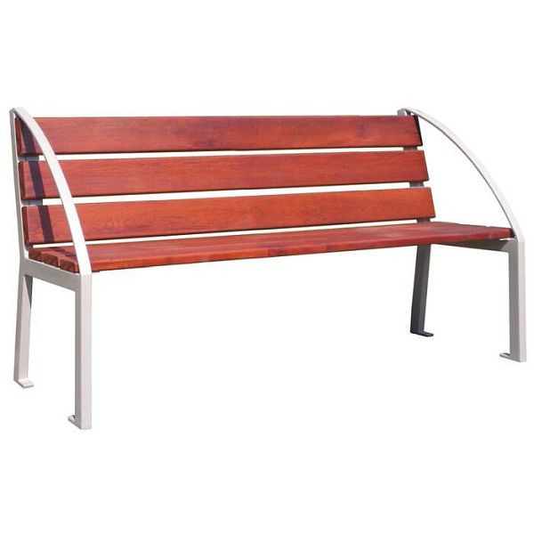 Stein HGS Sitzbank -Nature- mit Rückenlehne, 2-Sitzer/1200 mm, Typ Klassik /Helles Eichenholz, RAL 7044 grau, 21916-05