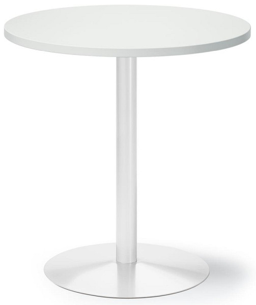 Deskin Besprechungs- und Konferenztisch MODUL, Platte Dekor Weiß, Gestell Weiß RAL 9016, Durchmesser 700 mm, Höhe 720 mm, 295358