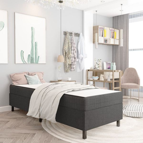 vidaXL Boxspring-Bettgestell Grau Stoff 100x200 cm, 287462