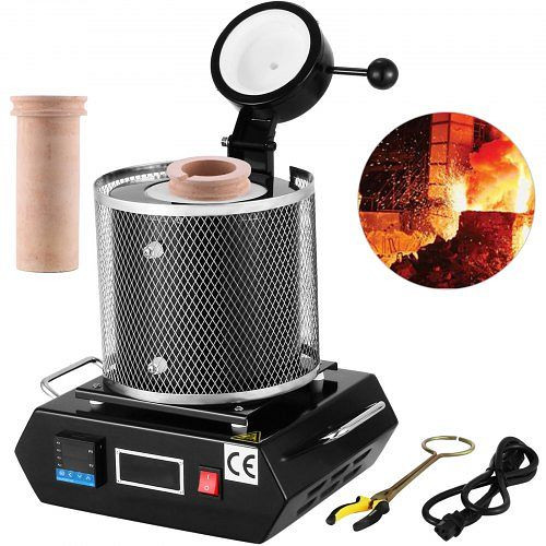 VEVOR Goldschmelzofen 1350W, 1150, elektrischer 3 kg Keramiktiegel für Gold/Silber/Aluminium Gießen & Raffinieren, DRJLCGTCGG3KX1VHA001V2